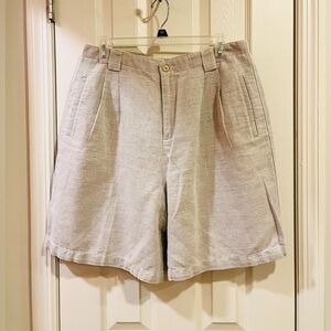 90s Liz Claiborne Linen Cotton Beige High Waisted Shorts Size 16